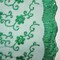 Green Nylon Embroidered Floral Sequin Scallop Tulle Mesh Fabric By the Yard